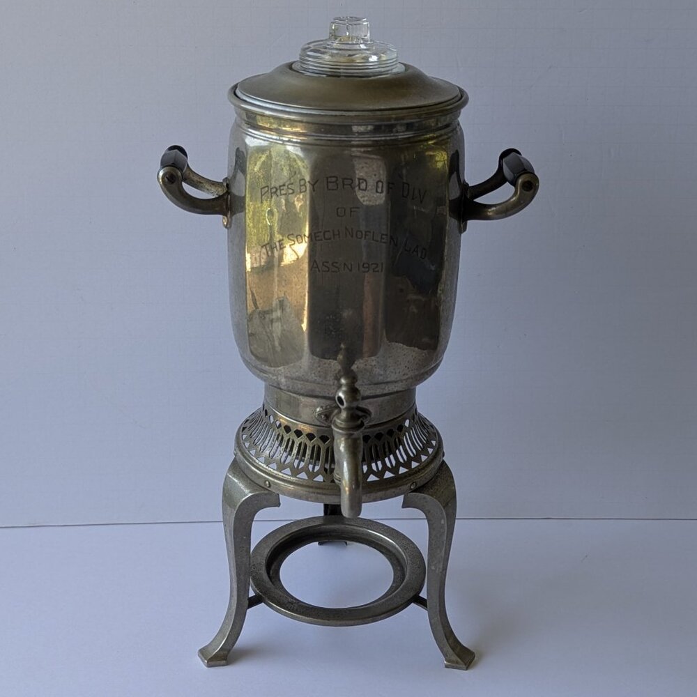 Antique Coffee Percolator Somech Noflen Ladies Association Hebrew 1921